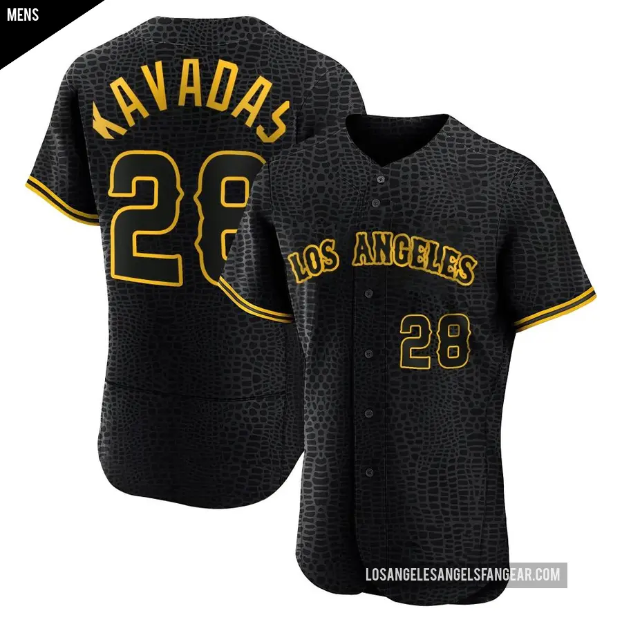 Men's Los Angeles Angels ＃28 Niko Kavadas Authentic Black Snake Skin City Jersey