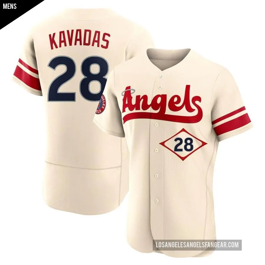 Men's Los Angeles Angels ＃28 Niko Kavadas Authentic Cream 2022 City Connect Jersey