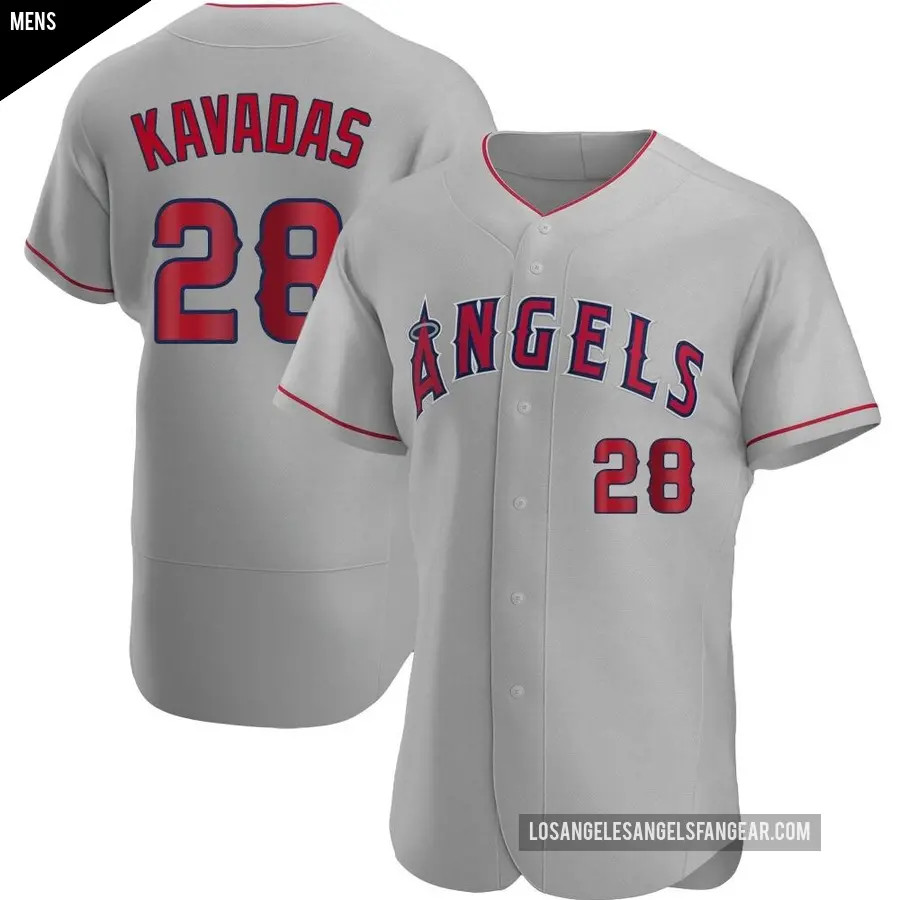 Men's Los Angeles Angels ＃28 Niko Kavadas Authentic Gray Road Jersey