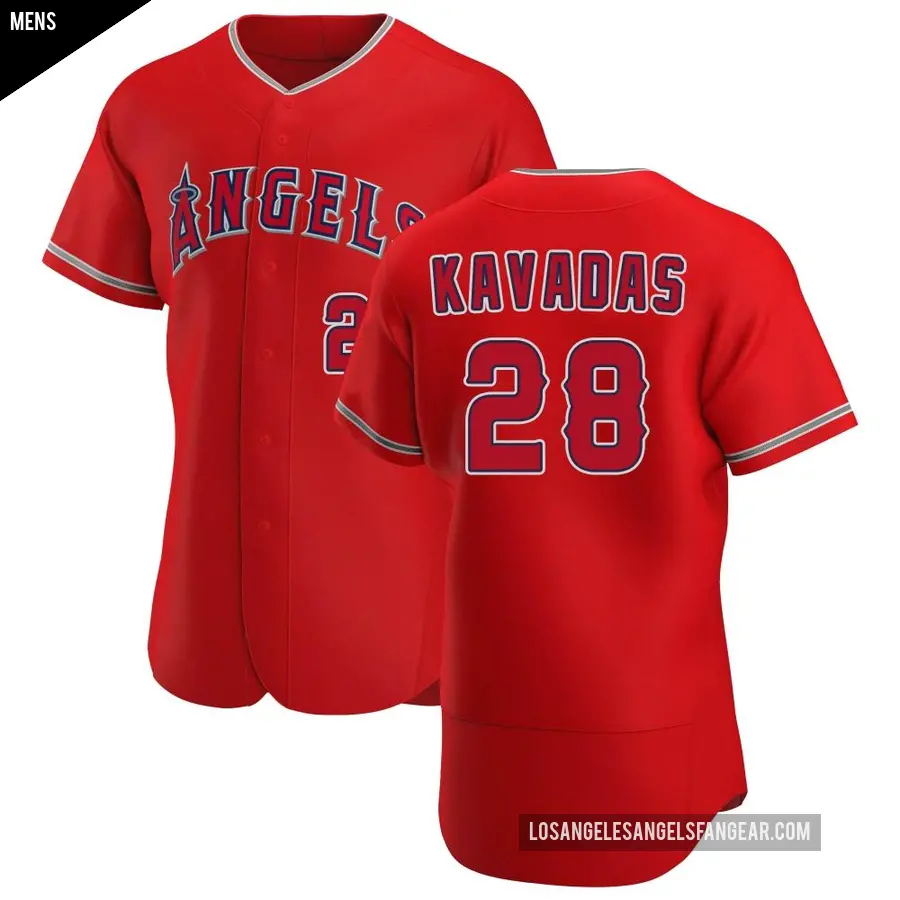 Men's Los Angeles Angels ＃28 Niko Kavadas Authentic Scarlet Alternate Jersey