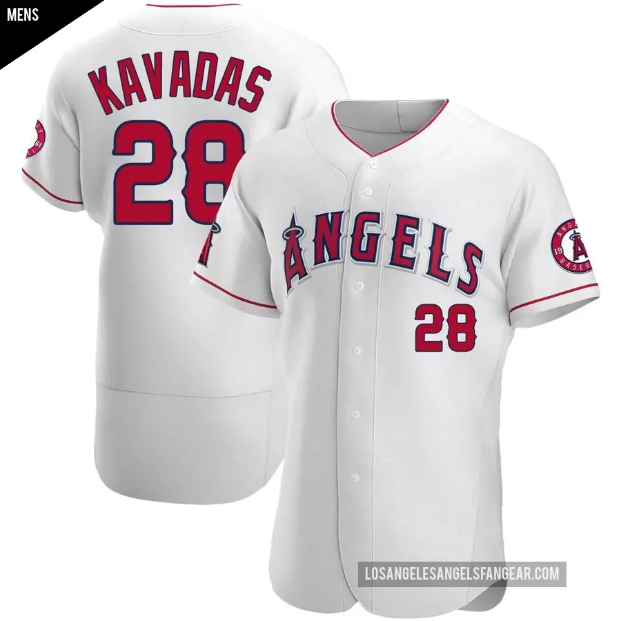 Men's Los Angeles Angels ＃28 Niko Kavadas Authentic White Jersey