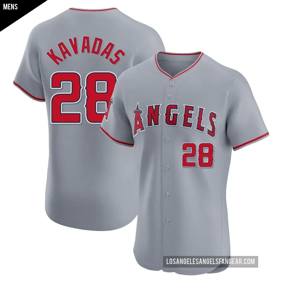 Men's Los Angeles Angels ＃28 Niko Kavadas Elite Gray Road Jersey