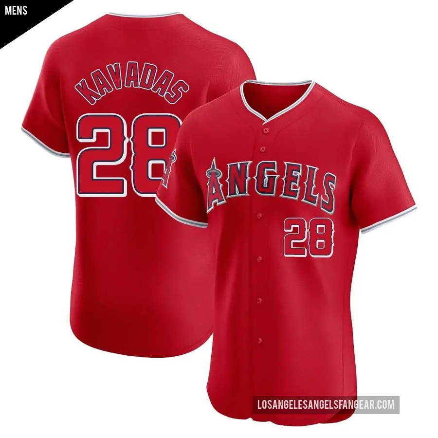 Men's Los Angeles Angels ＃28 Niko Kavadas Elite Red Alternate Jersey