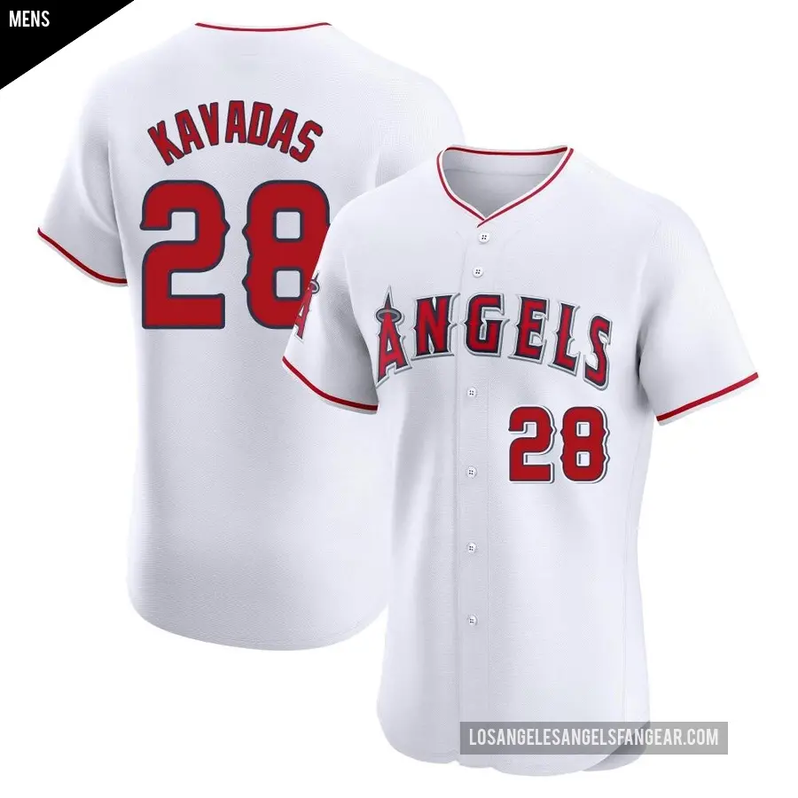 Men's Los Angeles Angels ＃28 Niko Kavadas Elite White Home Jersey