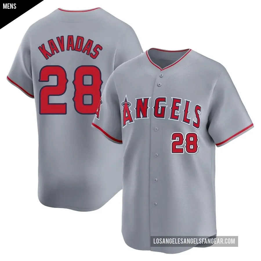 Men's Los Angeles Angels ＃28 Niko Kavadas Limited Gray Away Jersey