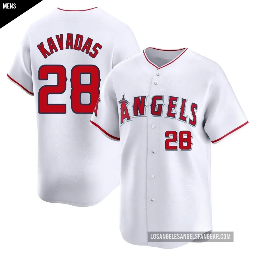 Men's Los Angeles Angels ＃28 Niko Kavadas Limited White Home Jersey