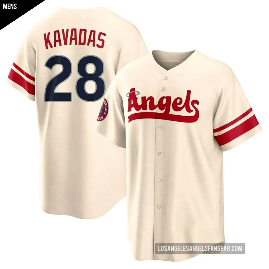 Men's Los Angeles Angels ＃28 Niko Kavadas Replica Cream 2022 City Connect Jersey