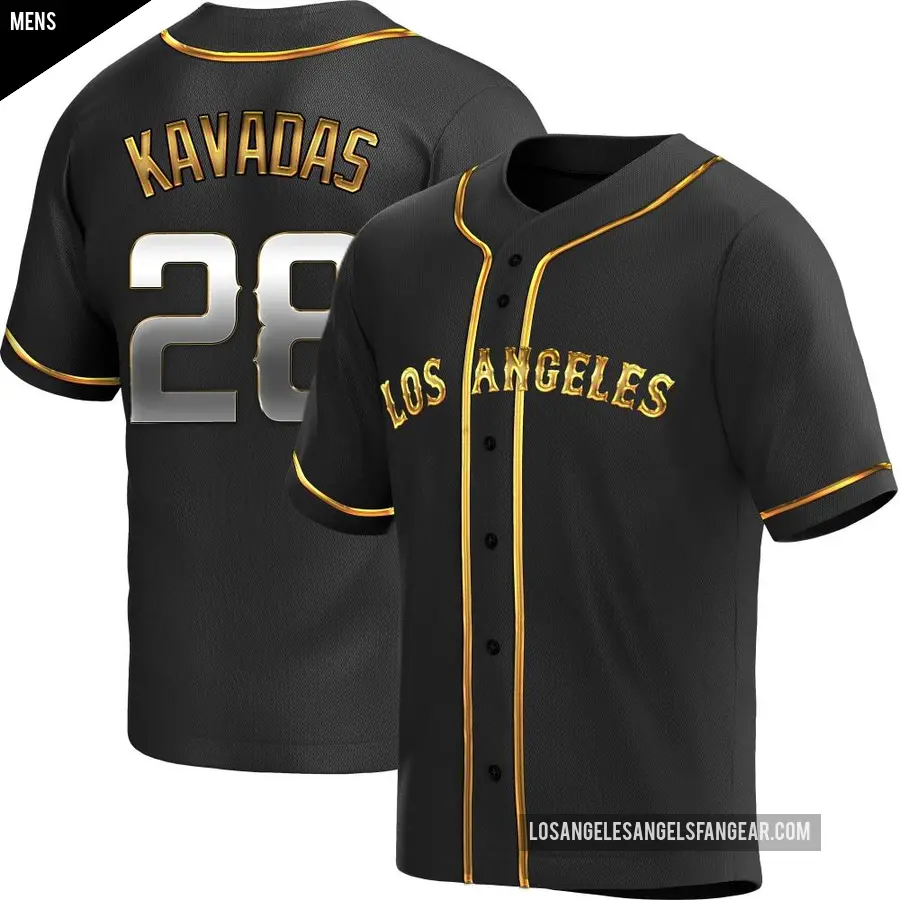 Men's Los Angeles Angels ＃28 Niko Kavadas Replica Gold Black en Alternate Jersey