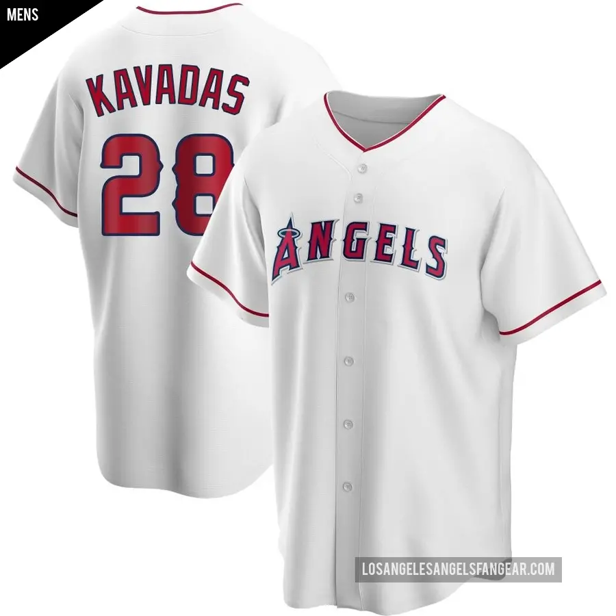 Men's Los Angeles Angels ＃28 Niko Kavadas Replica White Home Jersey