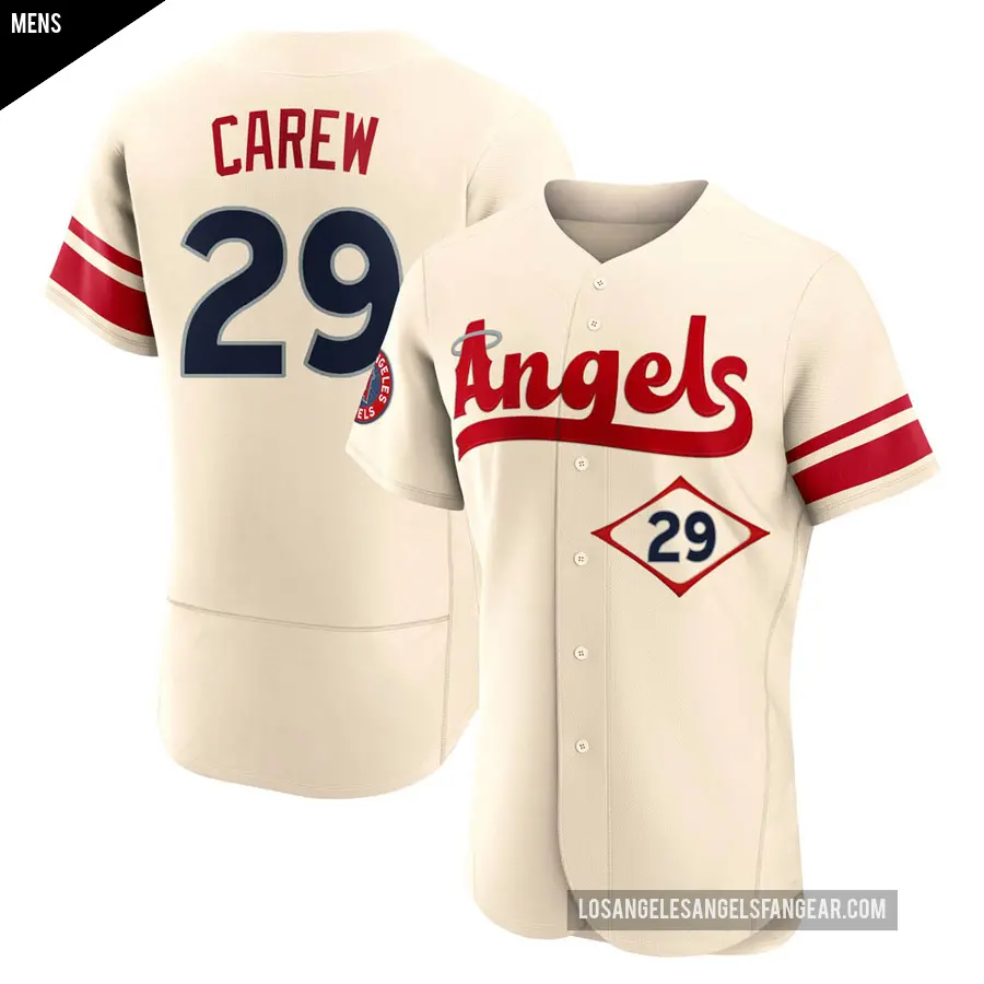 Men's Los Angeles Angels ＃29 Rod Carew Authentic Cream 2022 City Connect Jersey