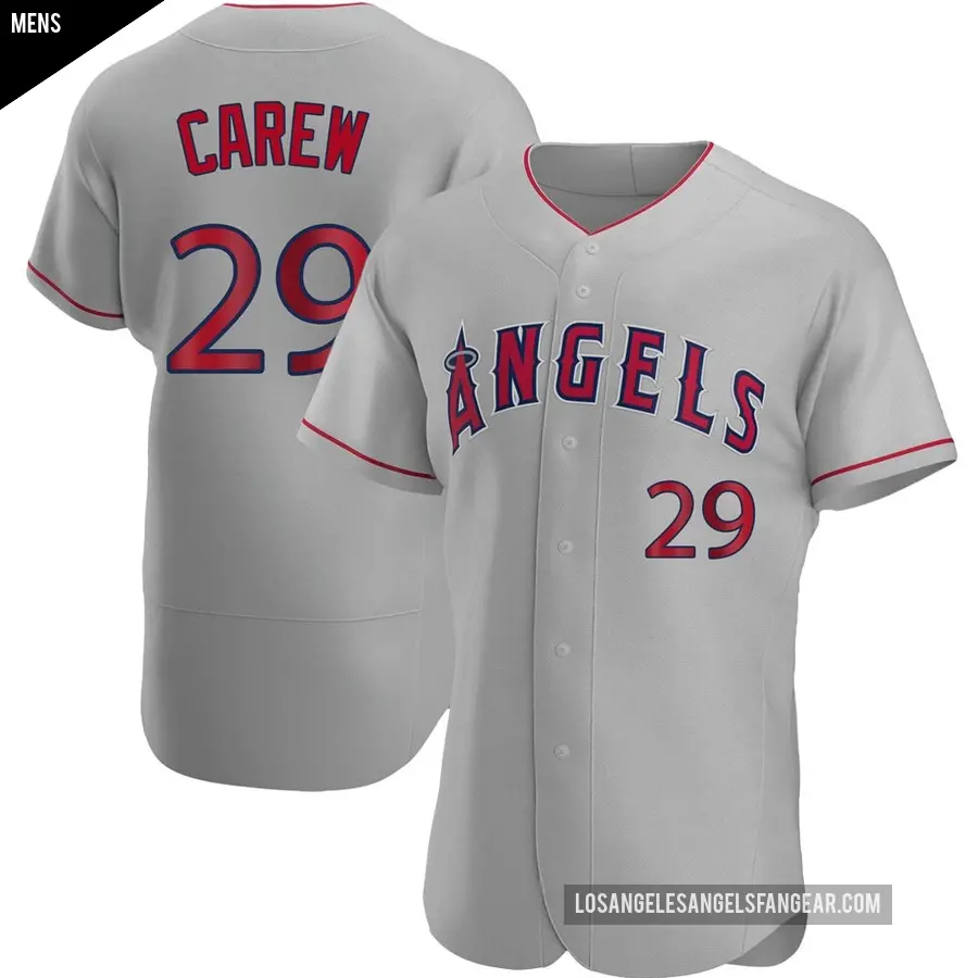 Men's Los Angeles Angels ＃29 Rod Carew Authentic Gray Road Jersey