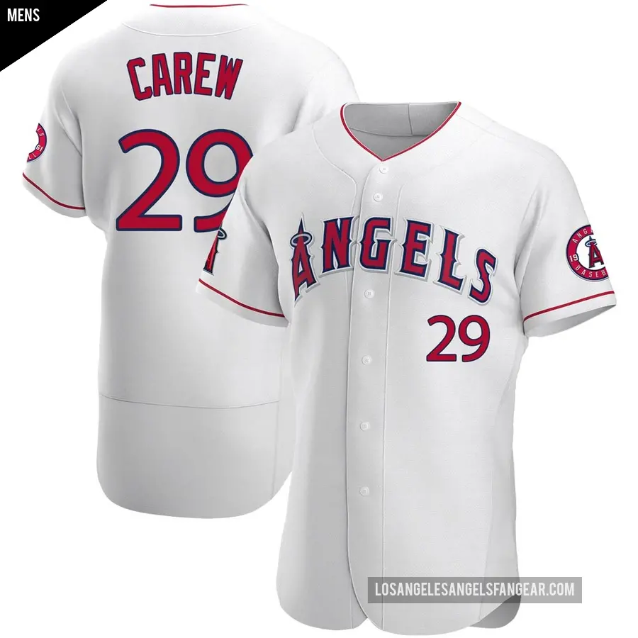 Men's Los Angeles Angels ＃29 Rod Carew Authentic White Jersey