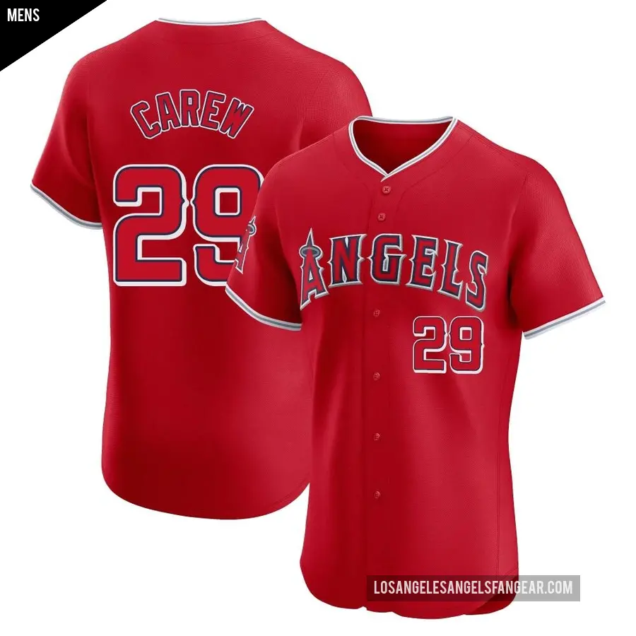 Men's Los Angeles Angels ＃29 Rod Carew Elite Red Alternate Jersey