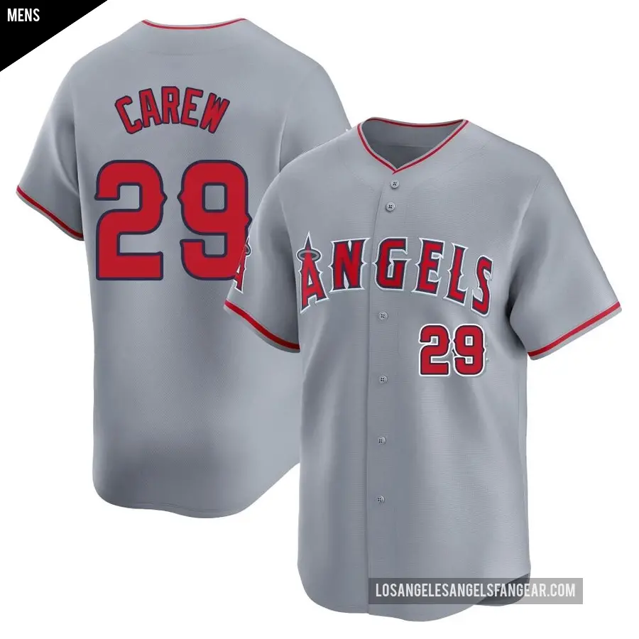 Men's Los Angeles Angels ＃29 Rod Carew Limited Gray Away Jersey