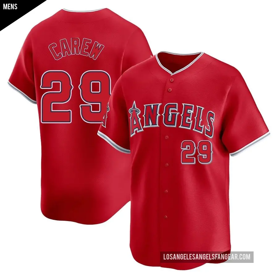 Men's Los Angeles Angels ＃29 Rod Carew Limited Red Alternate Jersey