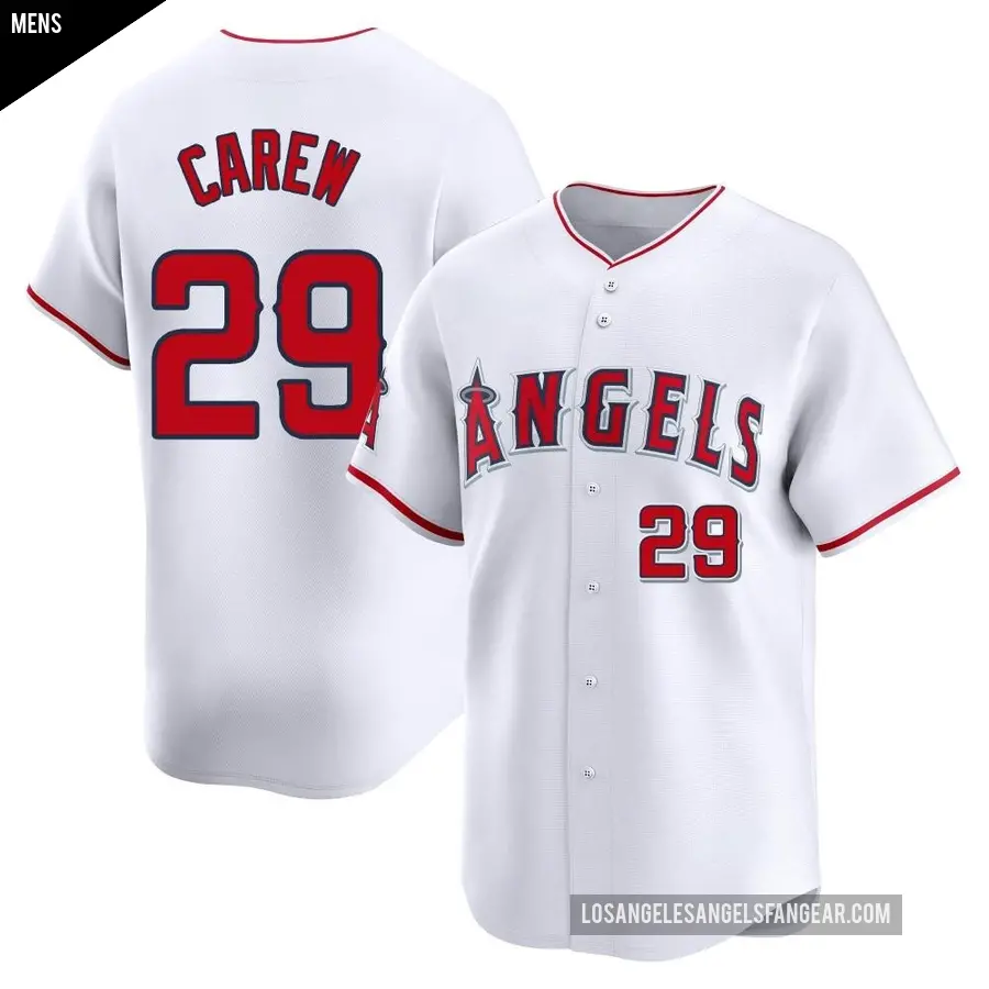 Men's Los Angeles Angels ＃29 Rod Carew Limited White Home Jersey