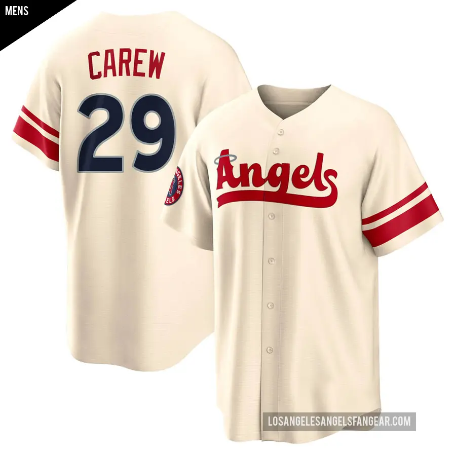 Men's Los Angeles Angels ＃29 Rod Carew Replica Cream 2022 City Connect Jersey