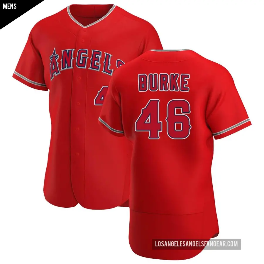 Men's Los Angeles Angels ＃46 Brock Burke Authentic Scarlet Alternate Jersey