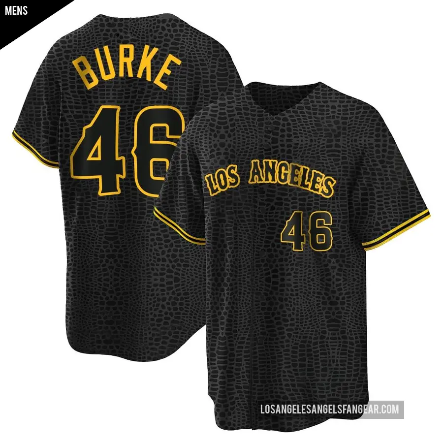 Men's Los Angeles Angels ＃46 Brock Burke Replica Black Snake Skin City Jersey