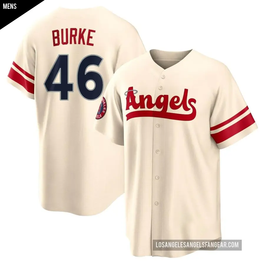 Men's Los Angeles Angels ＃46 Brock Burke Replica Cream 2022 City Connect Jersey