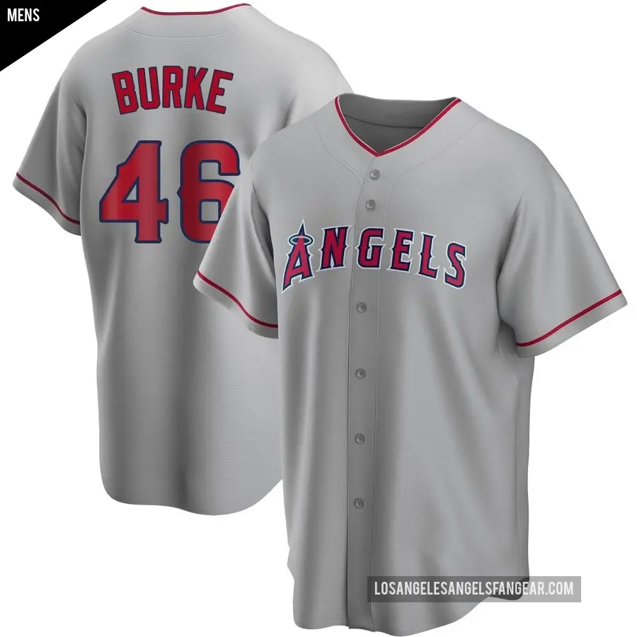 Men's Los Angeles Angels ＃46 Brock Burke Replica Silver Road Jersey