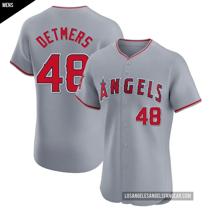 Men's Los Angeles Angels ＃48 Reid Detmers Elite Gray Road Jersey