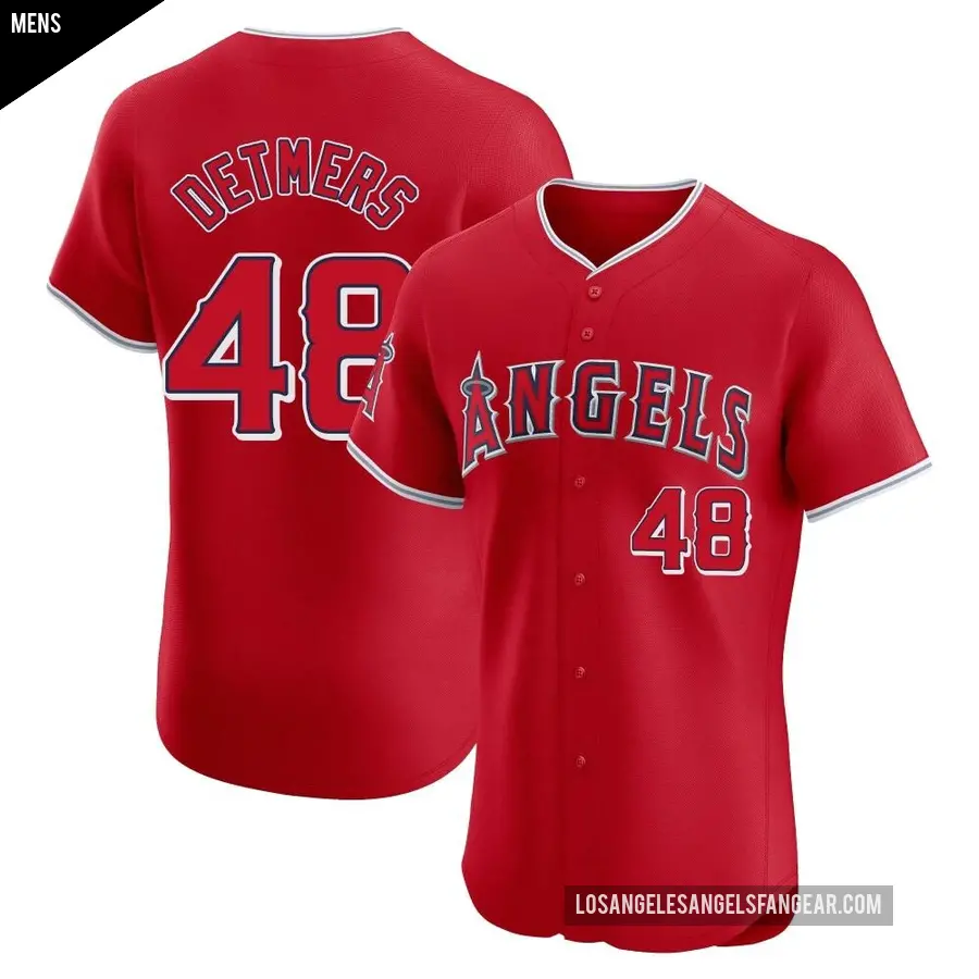 Men's Los Angeles Angels ＃48 Reid Detmers Elite Red Alternate Jersey