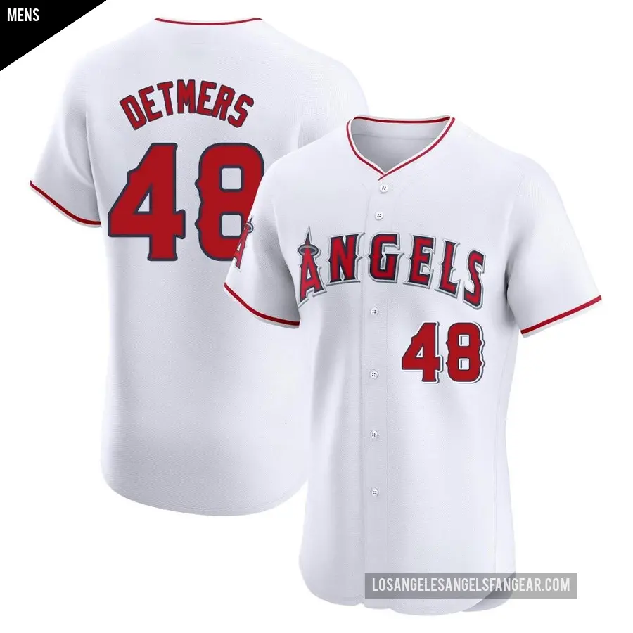 Men's Los Angeles Angels ＃48 Reid Detmers Elite White Home Jersey