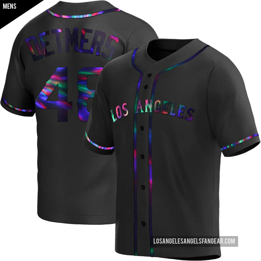 Men's Los Angeles Angels ＃48 Reid Detmers Replica Black Holographic Alternate Jersey