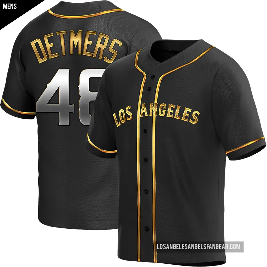 Men's Los Angeles Angels ＃48 Reid Detmers Replica Gold Black en Alternate Jersey