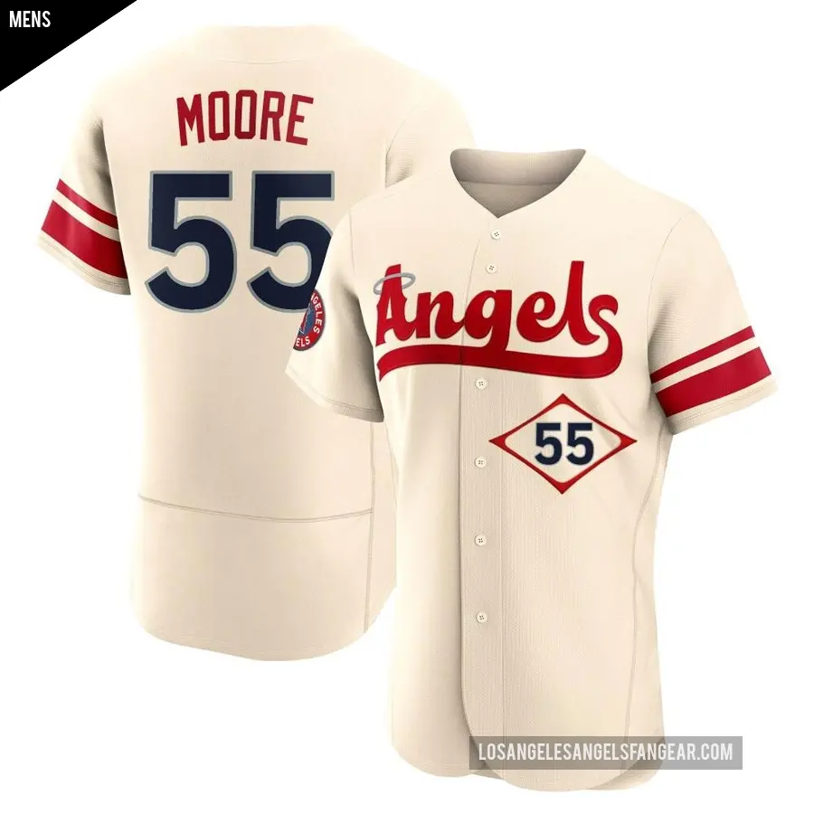 Men's Los Angeles Angels ＃55 Matt Moore Authentic Cream 2022 City Connect Jersey