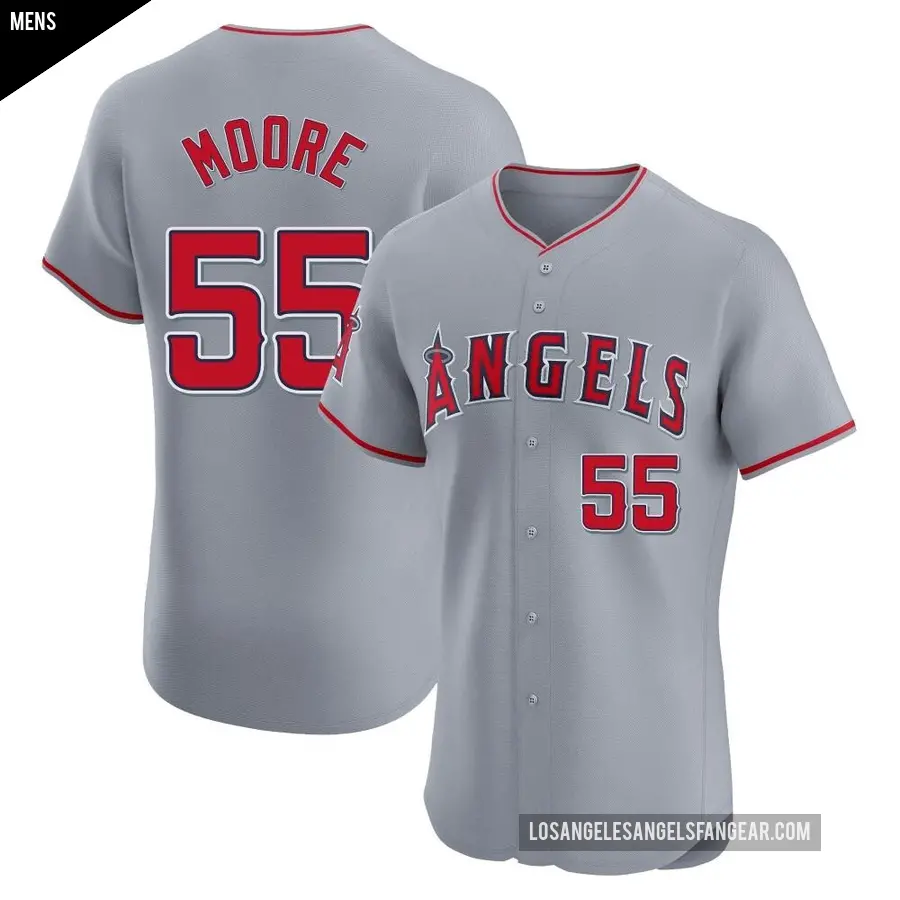 Men's Los Angeles Angels ＃55 Matt Moore Elite Gray Road Jersey