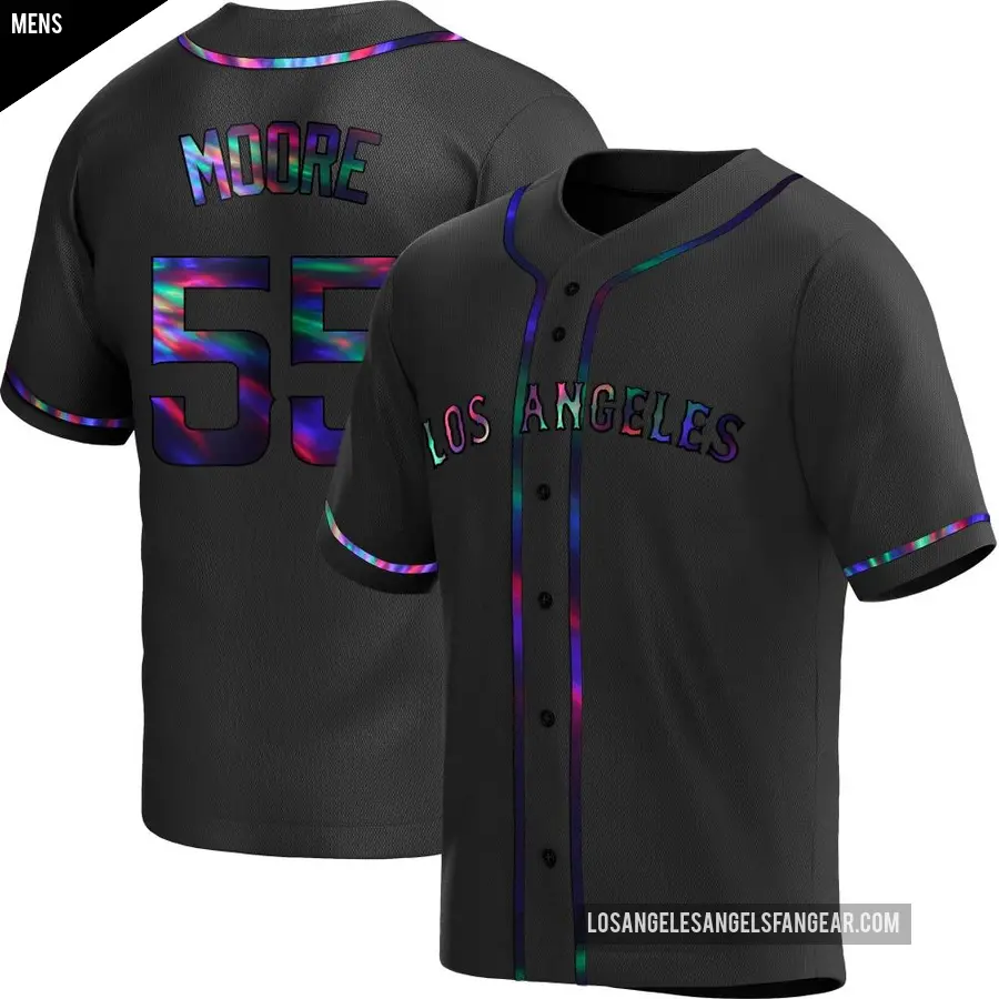 Men's Los Angeles Angels ＃55 Matt Moore Replica Black Holographic Alternate Jersey