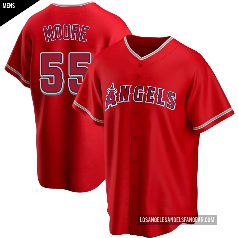 Men's Los Angeles Angels ＃55 Matt Moore Replica Red Alternate Jersey