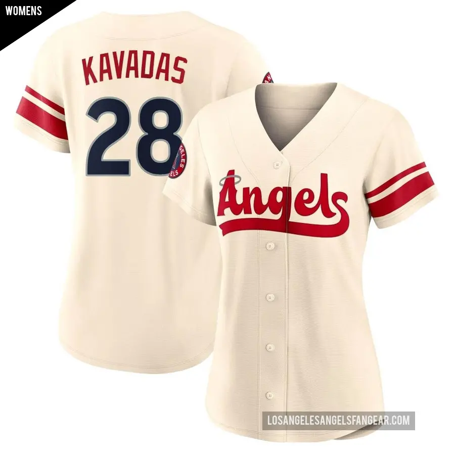 Women's Los Angeles Angels ＃28 Niko Kavadas Authentic Cream 2022 City Connect Jersey