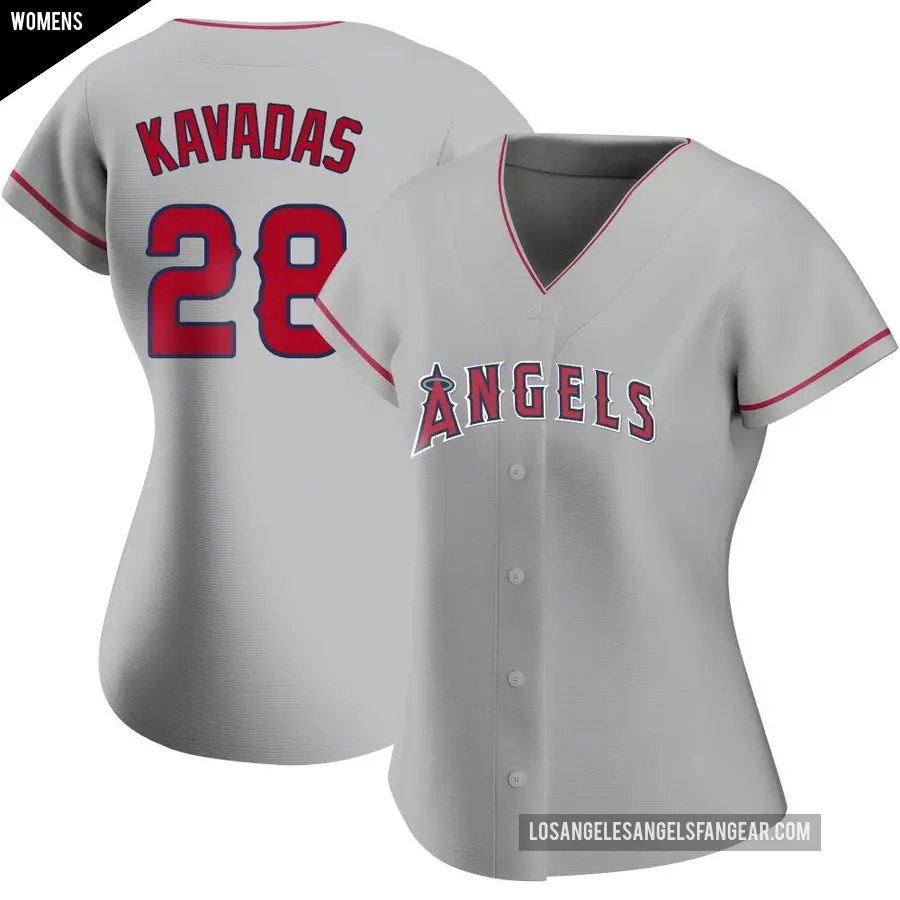 Women's Los Angeles Angels ＃28 Niko Kavadas Authentic Silver Road Jersey