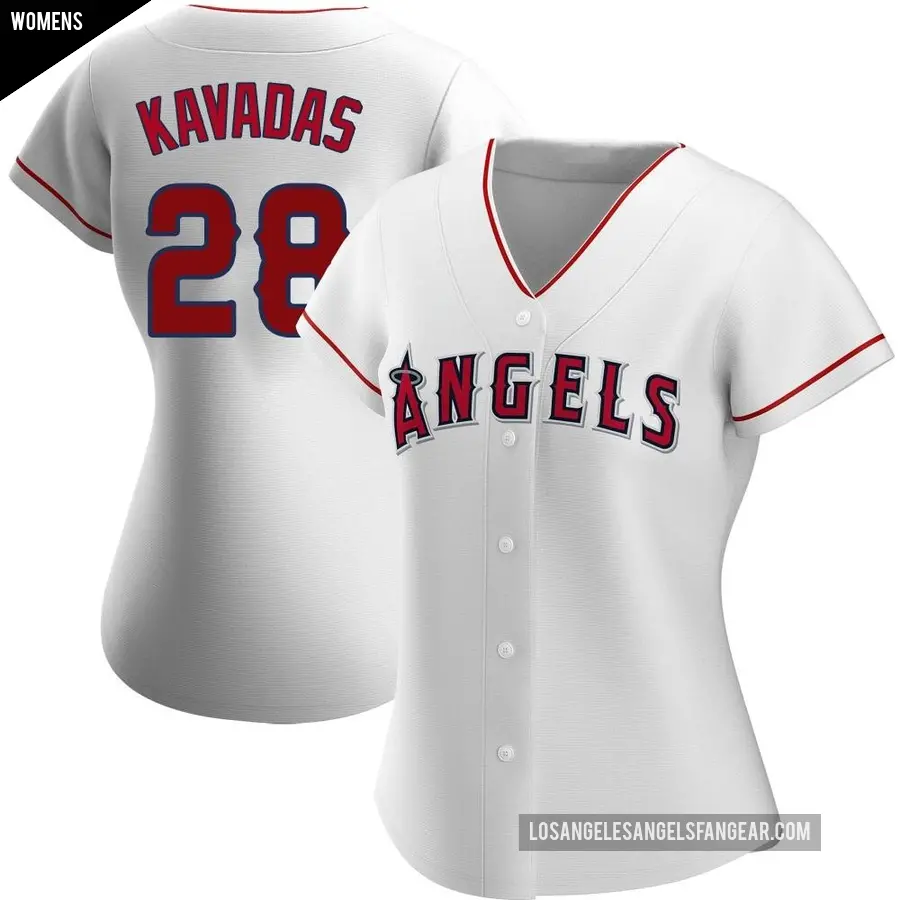 Women's Los Angeles Angels ＃28 Niko Kavadas Authentic White Home Jersey