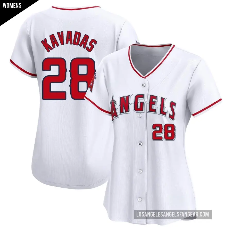 Women's Los Angeles Angels ＃28 Niko Kavadas Limited White Home Jersey