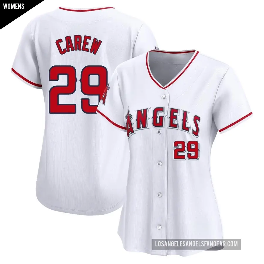 Women's Los Angeles Angels ＃29 Rod Carew Limited White Home Jersey