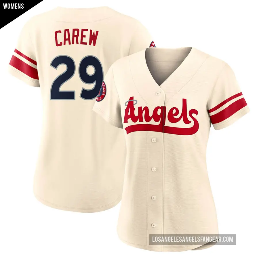 Women's Los Angeles Angels ＃29 Rod Carew Replica Cream 2022 City Connect Jersey