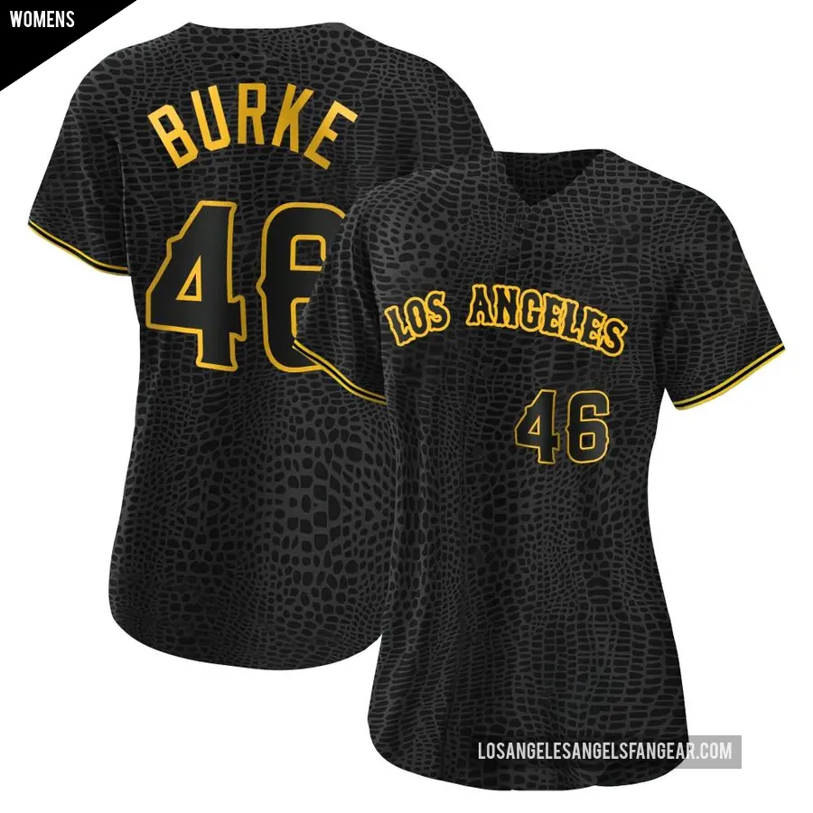 Women's Los Angeles Angels ＃46 Brock Burke Authentic Black Snake Skin City Jersey