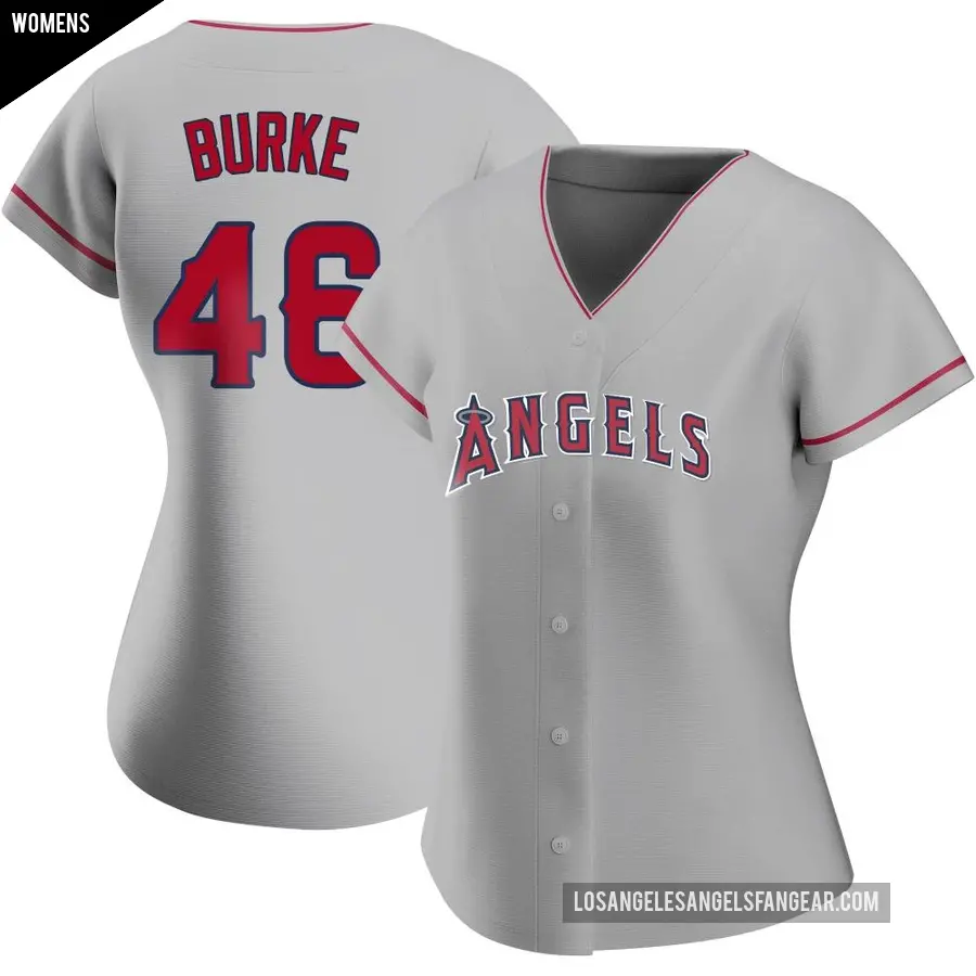 Women's Los Angeles Angels ＃46 Brock Burke Authentic Silver Road Jersey