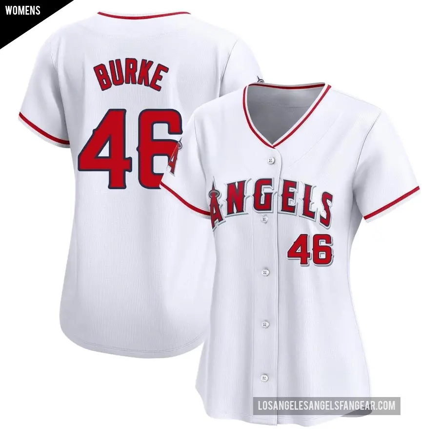 Women's Los Angeles Angels ＃46 Brock Burke Limited White Home Jersey