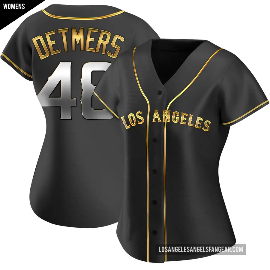 Women's Los Angeles Angels ＃48 Reid Detmers Replica Gold Black en Alternate Jersey