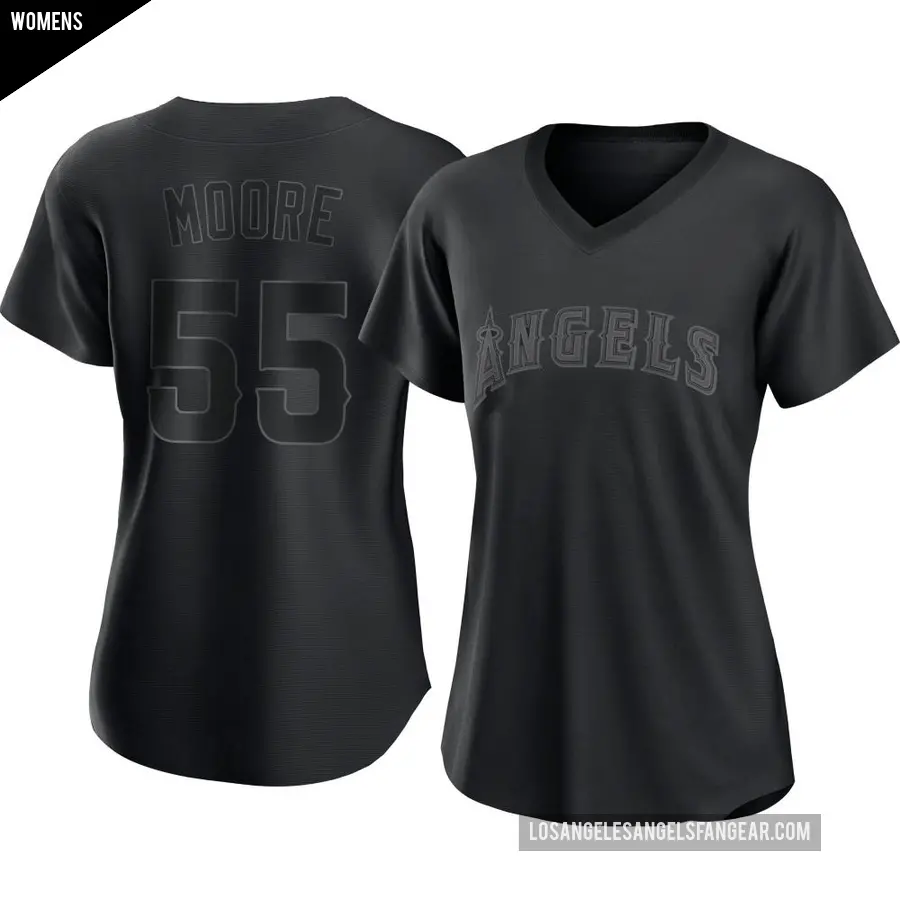 Women's Los Angeles Angels ＃55 Matt Moore Authentic Black Pitch Fashion Jersey