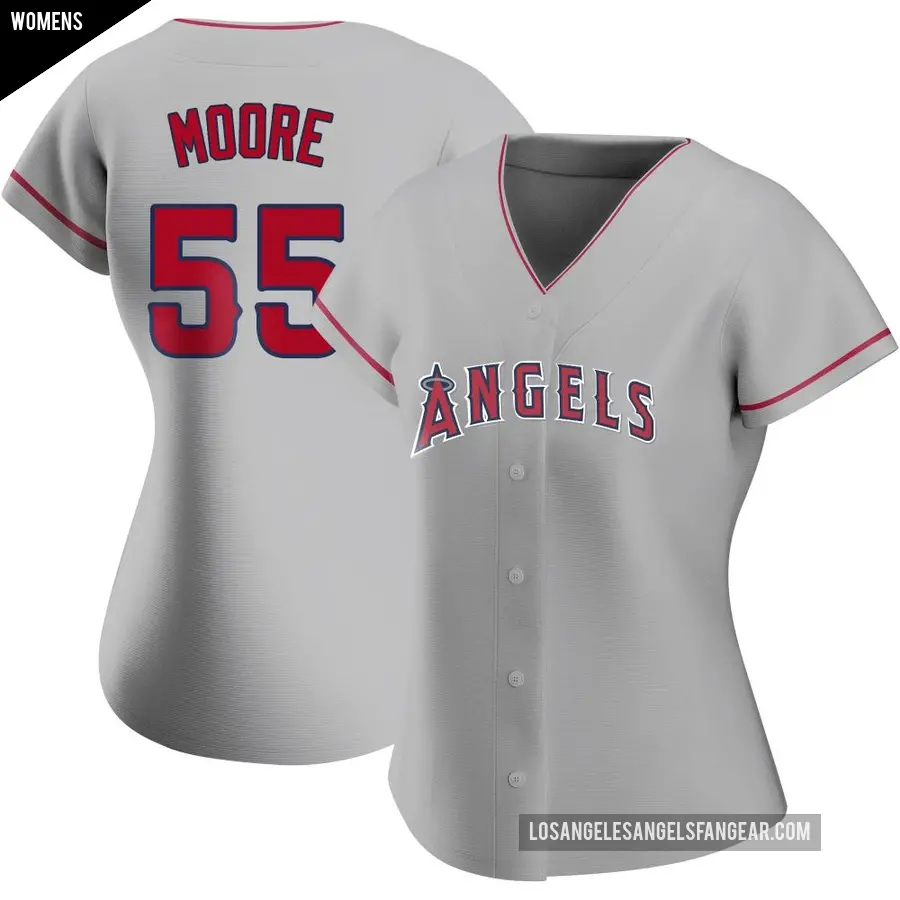 Women's Los Angeles Angels ＃55 Matt Moore Authentic Silver Road Jersey