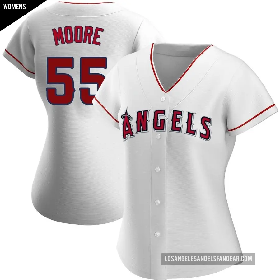 Women's Los Angeles Angels ＃55 Matt Moore Authentic White Home Jersey