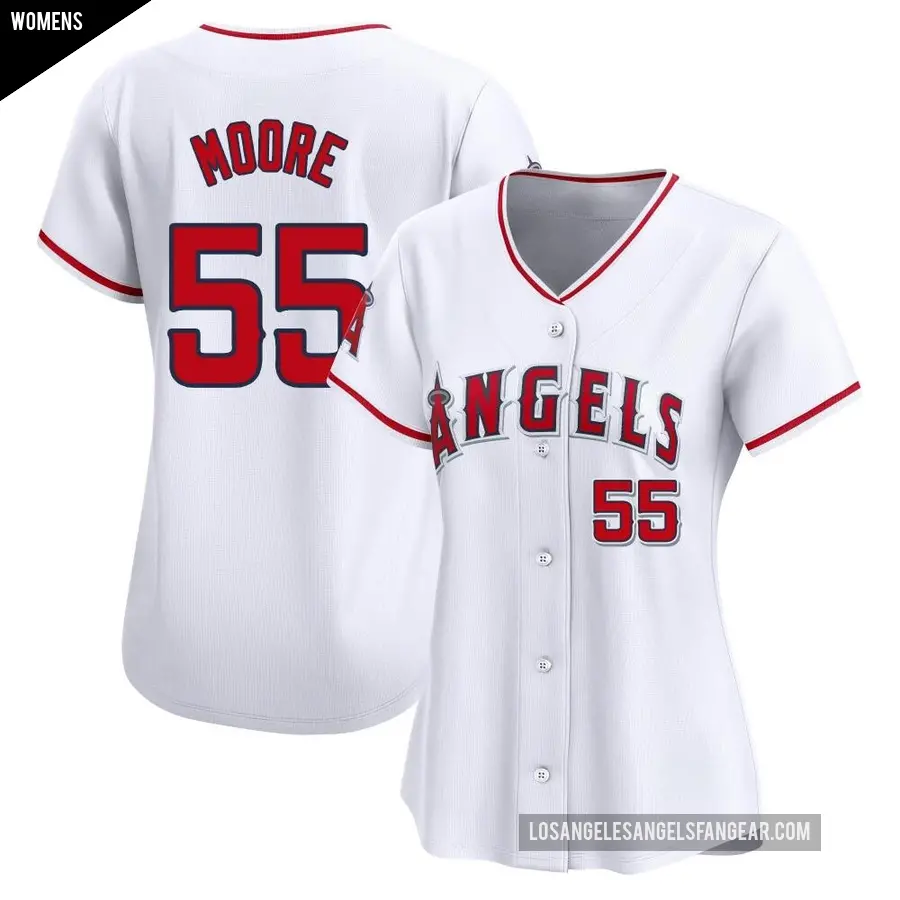 Women's Los Angeles Angels ＃55 Matt Moore Limited White Home Jersey