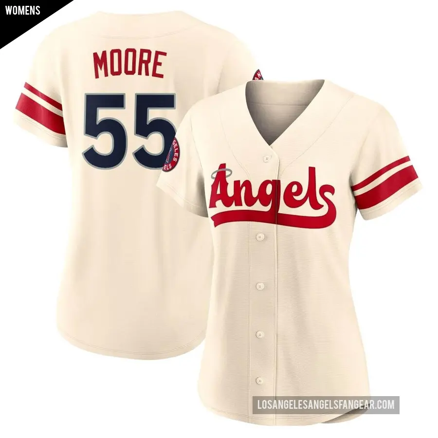 Women's Los Angeles Angels ＃55 Matt Moore Replica Cream 2022 City Connect Jersey