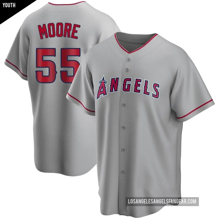 Youth Los Angeles Angels ＃55 Matt Moore Replica Silver Road Jersey